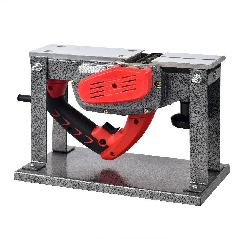 Red electric push planer with aluminium body, 82mm planing width, for woodworking tasks