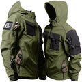 Men's corduroy jacket and fleece-lined workwear pants set in army green, black, or grey, sizes M to 3XL