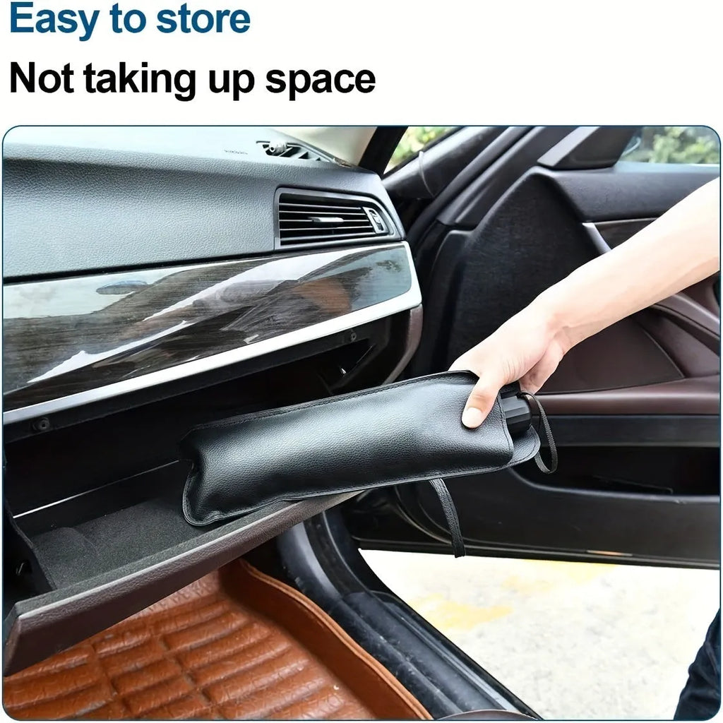 Foldable car windshield sunshade umbrella with automatic rebound button for UV protection and heat reduction