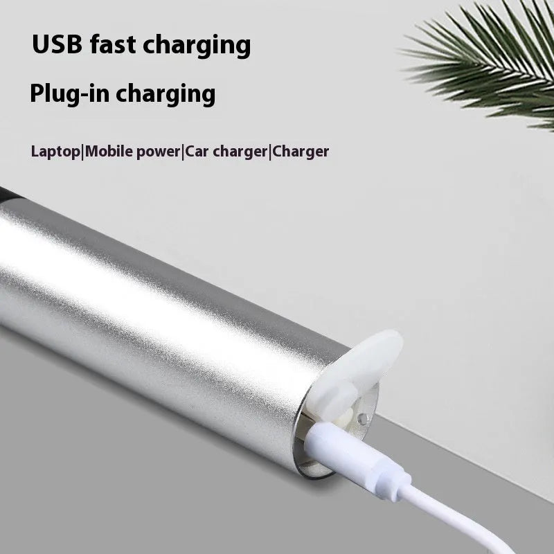 Black and silver portable red light mosquito repellent lamp with USB charging cable