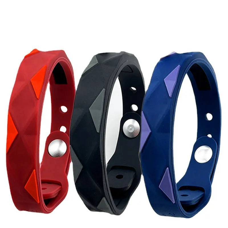 Waterproof anti-static silicone bracelet unisex sports wristband in black blue red and two-tone options