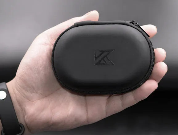 Black leather oval earphone storage bag for EDX PRO and ZEX series earphones