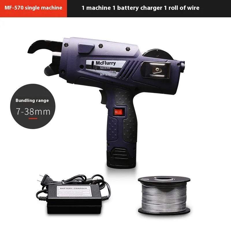 Electric steel bar tying machine for construction site rebar binding with battery and charger