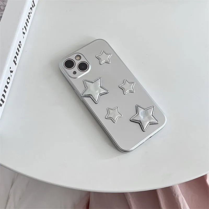 Silver electroplated silicone iPhone case with five-dimension XINGX design