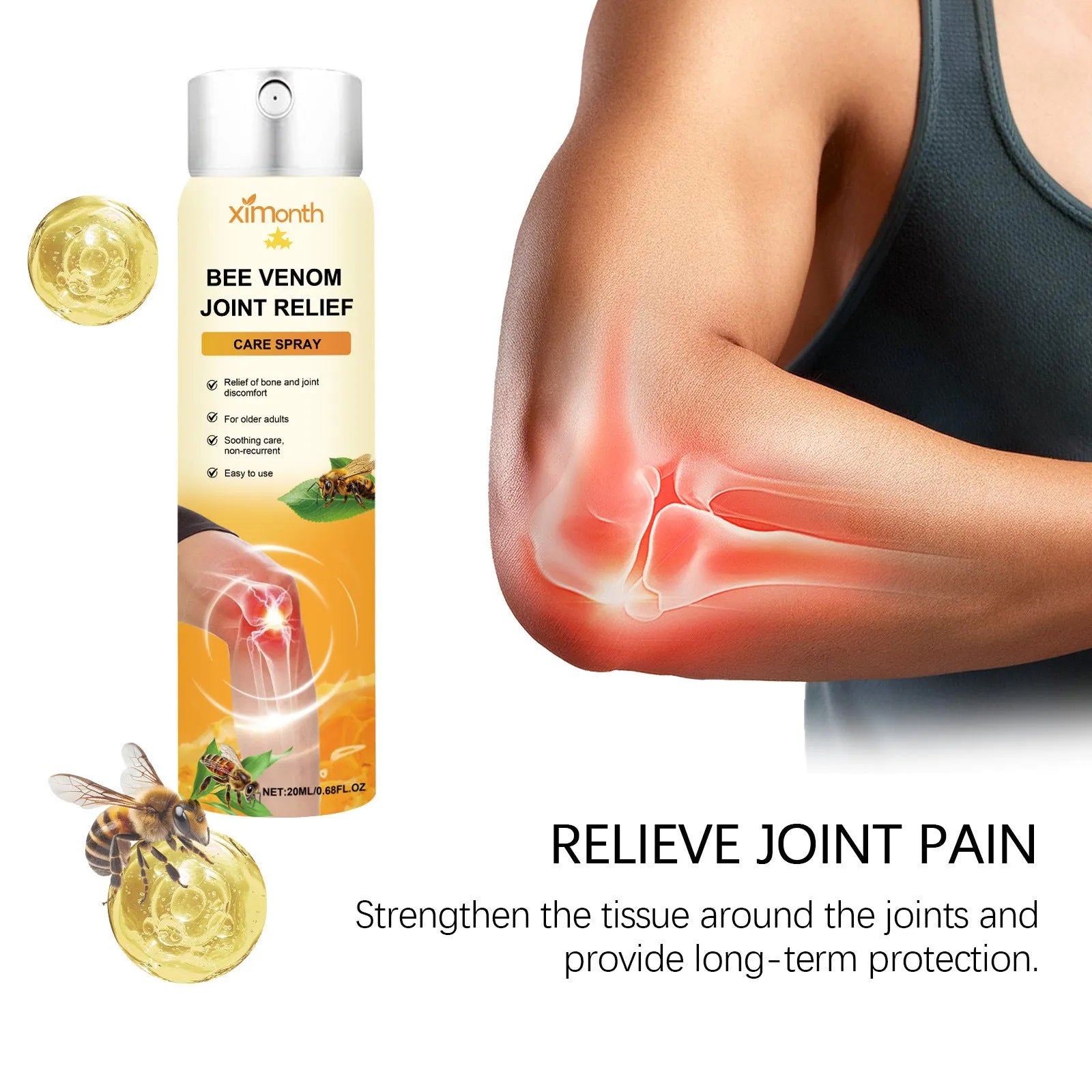 20ml body care spray bottle with menthol and bee venom formulation for daily skin nourishment