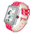 Women's smart bracelet with genuine leather strap and 1.65-inch touchscreen displaying health monitoring data