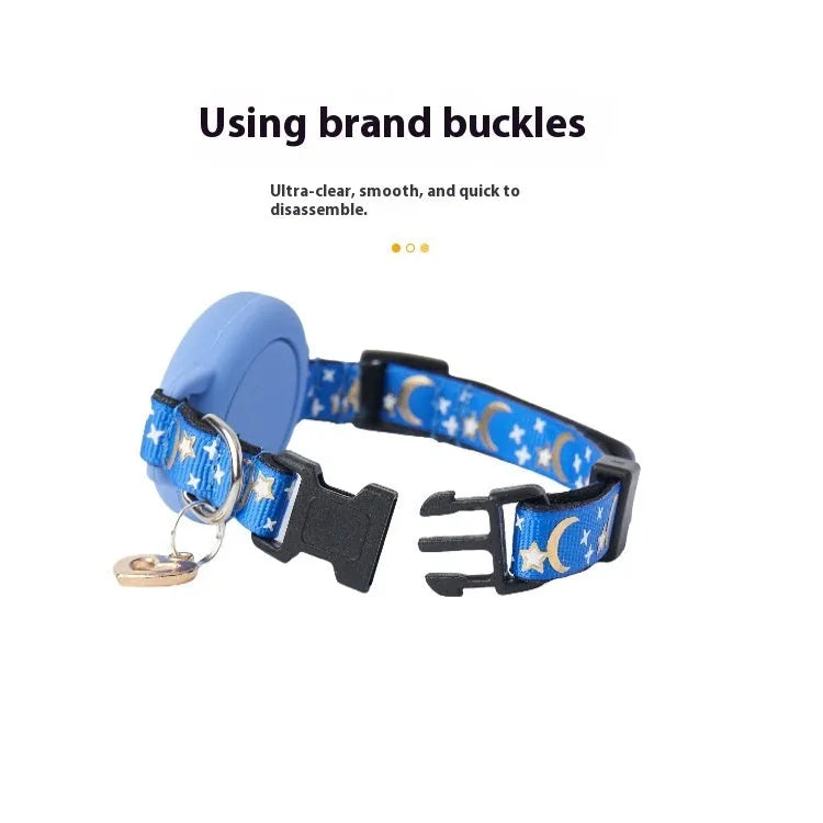 Adjustable AirTag cat collar with plastic protective case in black, blue, light green, and pink colours