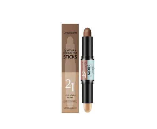 Dual-ended eyebrow highlighter and brow repair pencil in natural brown shades