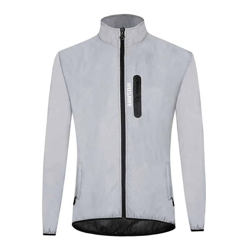 Waterproof polyester long-sleeved top in BL220 Silver colour with windproof function