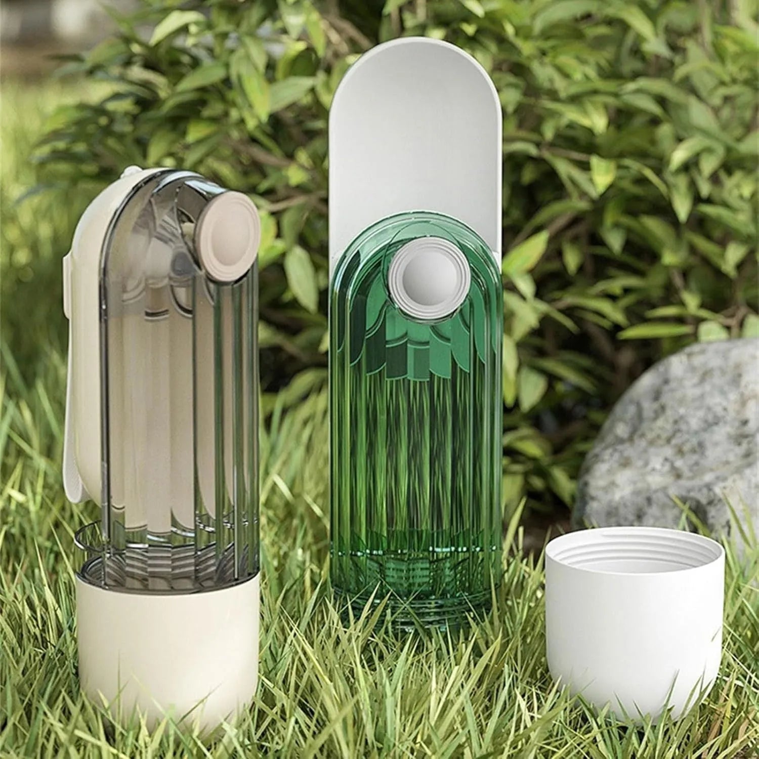 Dog water bottle food dispenser with foldable design and leak-proof seal for outdoor use