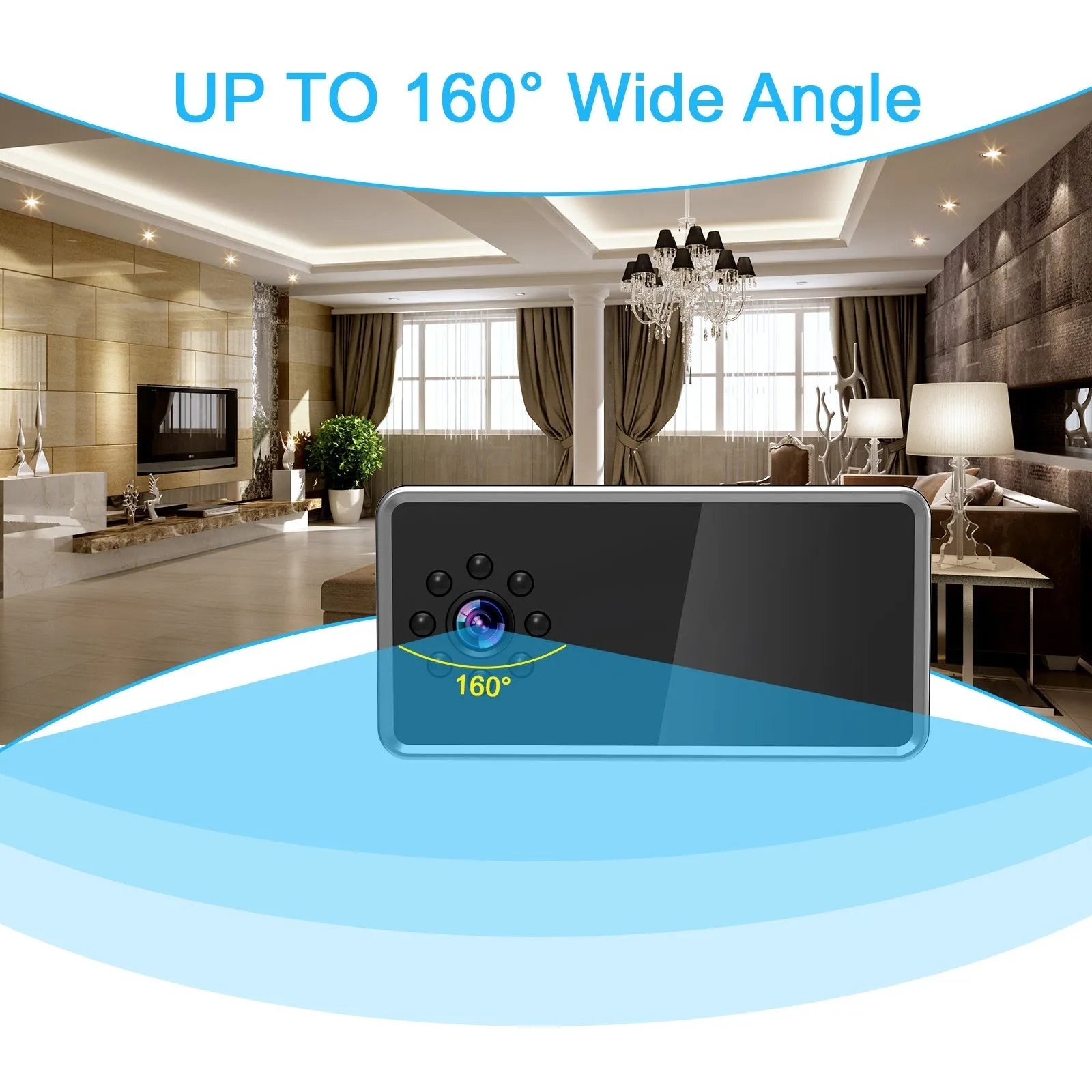 Wireless HD surveillance camera measuring 11.8cm with night vision and alarm detection functions