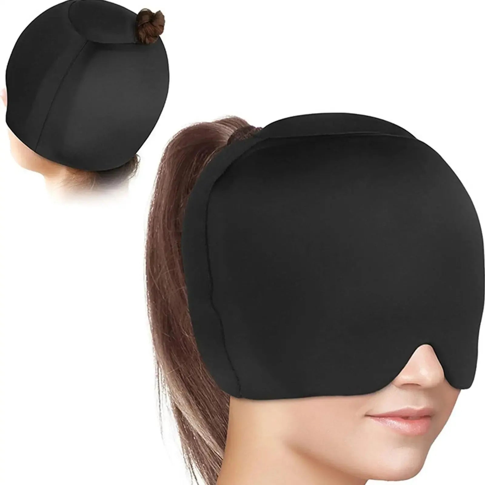 Simple solid colour cold compress cap with fully enclosed design in polyester material