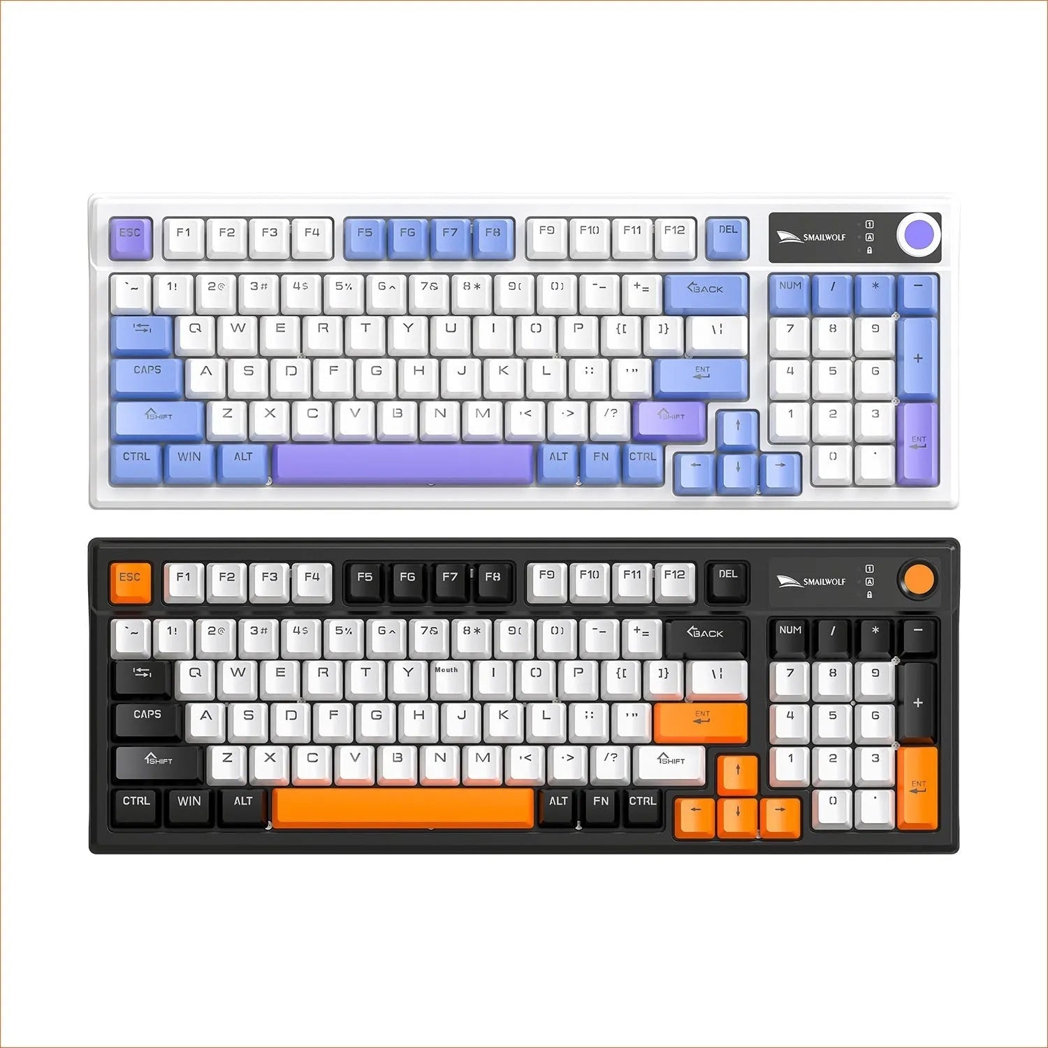 SK15 wired mechanical keyboard with control knob in Autumn Water Blue colour on UK desk setup
