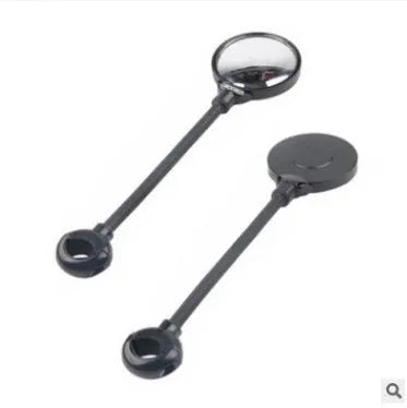 Black metal bicycle rearview mirror with hose adjustment system shown in dual pack configuration