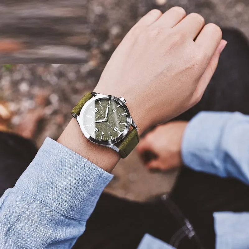 Casual business retro leather automatic mechanical watch showing 12mm thickness and colour options