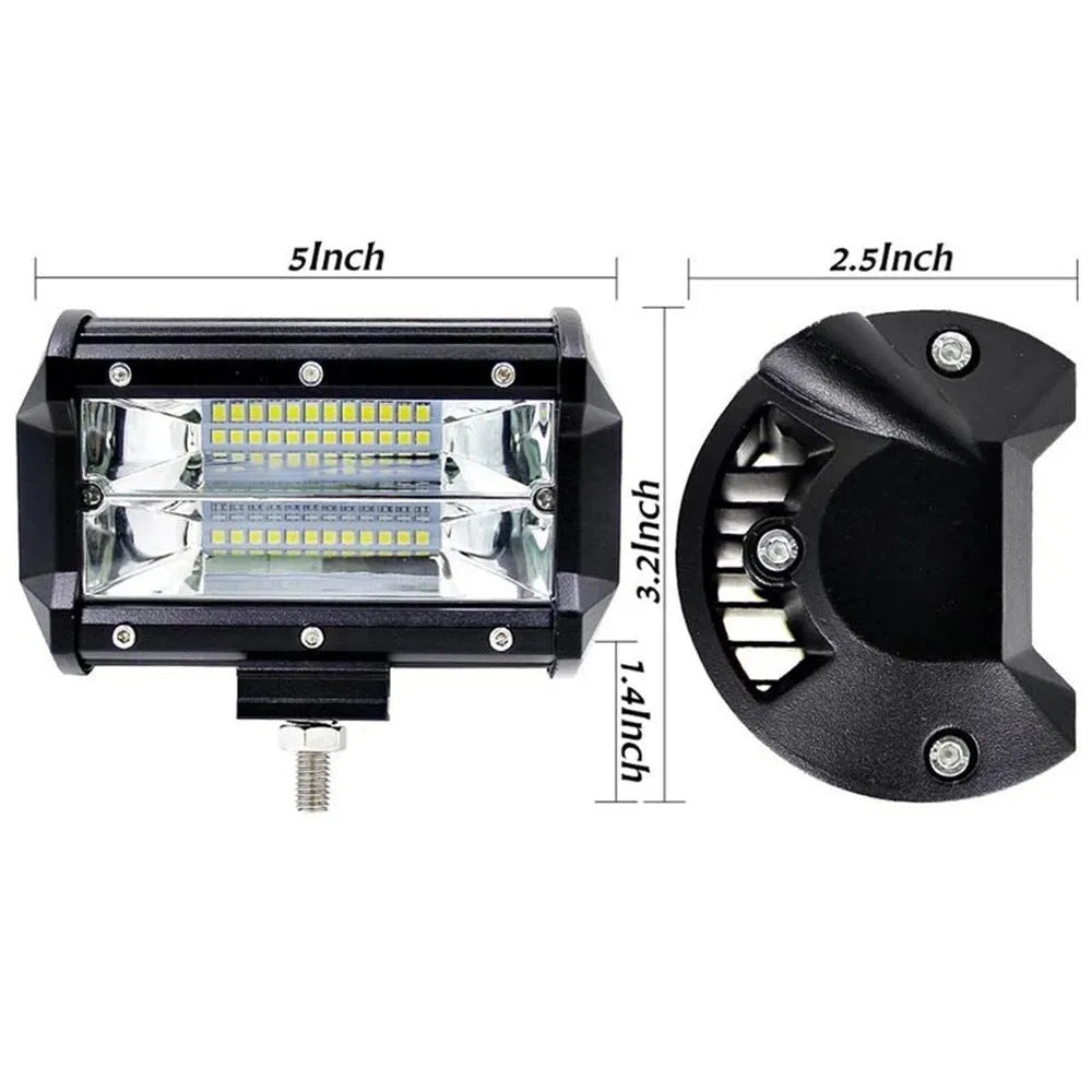 Black 5-inch LED off-road work light with die-cast aluminium housing and bracket