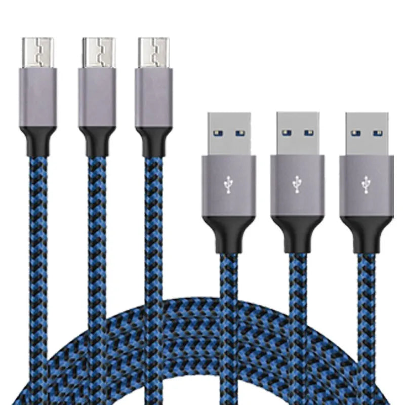 Braided fast charging Micro USB data cable for Android phones in black and white colour