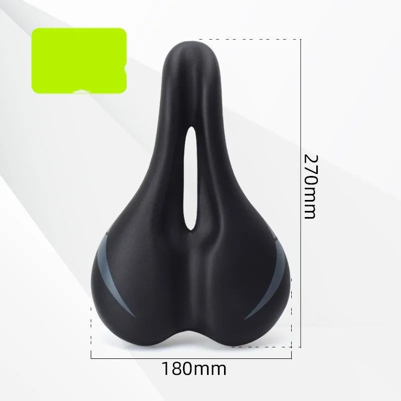 Bike saddle with 3147 hollow cushion, 270mm by 180mm, in PU leather foam and cotton