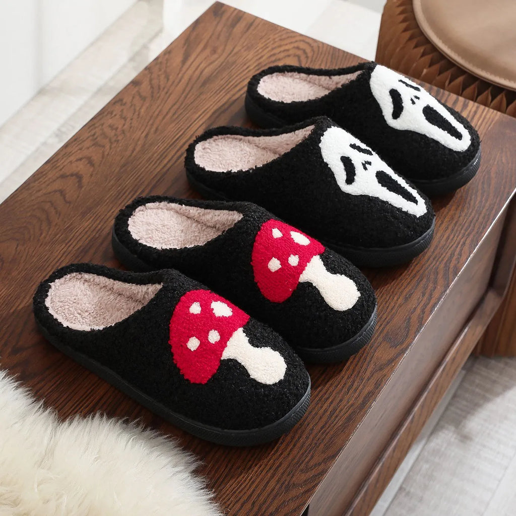 Pair of cotton indoor slippers with cartoon dachshund pattern, plastic non-slip sole, 2.5cm heel height, for men and women
