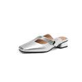 Square head outdoor slippers with low heel in black colour showing artificial PU upper and rubber sole