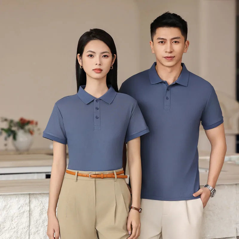 Short sleeve summer polo shirt in long-staple cotton, shown in emerald green with a side slit detail.