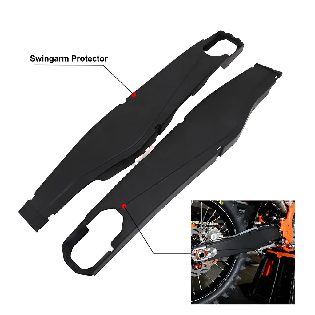 Rear flat fork protection plastic guard for KTM Husqvarna in orange, blue, or black, article 19150038