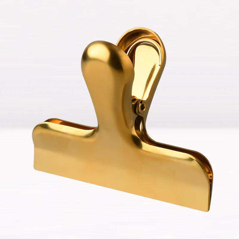 Gold or rose gold stainless steel dovetail clip, 7.6 x 6cm, for bills and office files