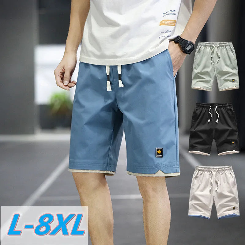 All-match casual beach straight loose shorts in micro-elastic polyester, sizes M to 8XL, colours 8905 Green and 8805 Blue