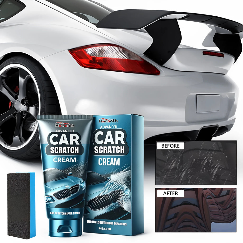 Car scratch repair cream tube and sponge for automotive paint renovation
