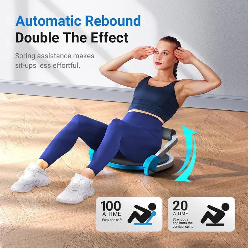 Household mini multifunctional abdominal device in sky blue and red colours for core exercises