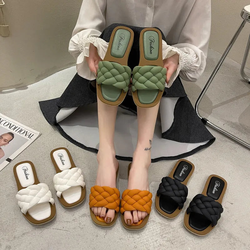Women's PVC beach sandals with anti-skid soles in black, green, orange or white colours, sizes 36-40