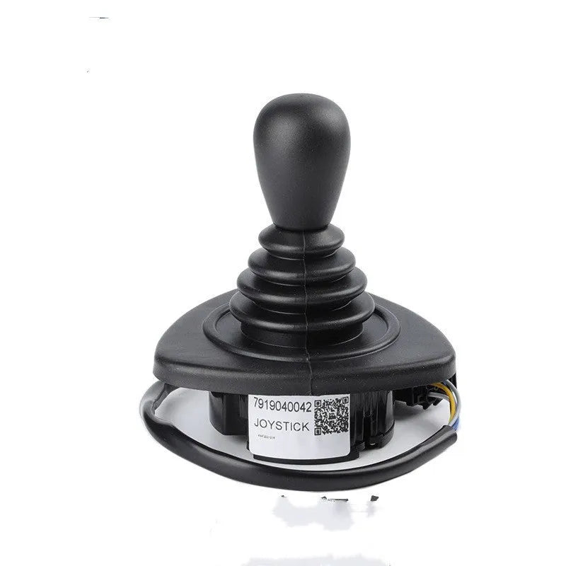 Black universal forklift hydraulic control lever joystick made from ABS plastic.