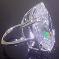 Women's simple inlaid white square diamond ring with electroplated white gold finish on alloy band