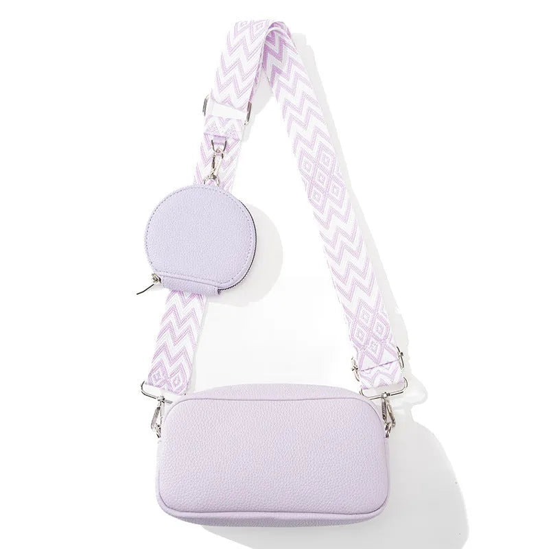 Women's soft PU crossbody bag in horizontal square shape with single shoulder strap