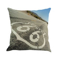 45cm square linen blend cushion cover with landscape pattern in one of six colour options