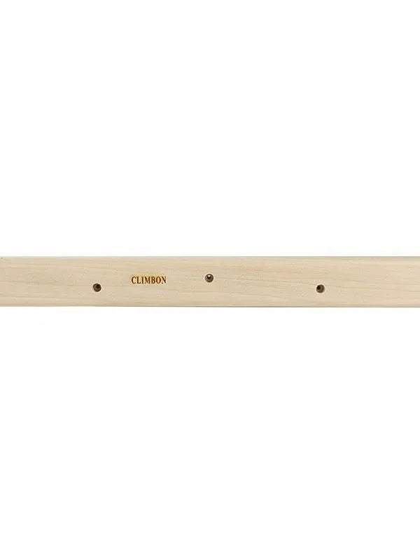 Three wooden hangboards for grip strength training in 12cm, 40cm, and 50cm sizes with multiple edge depths