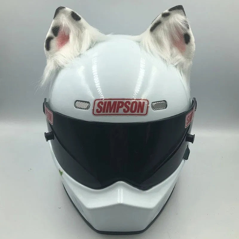 ABS helmet ornaments with animal ears and tails for motorcycle helmets in various colour options