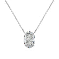 S925 sterling silver oval pendant necklace in geometric style on a model.