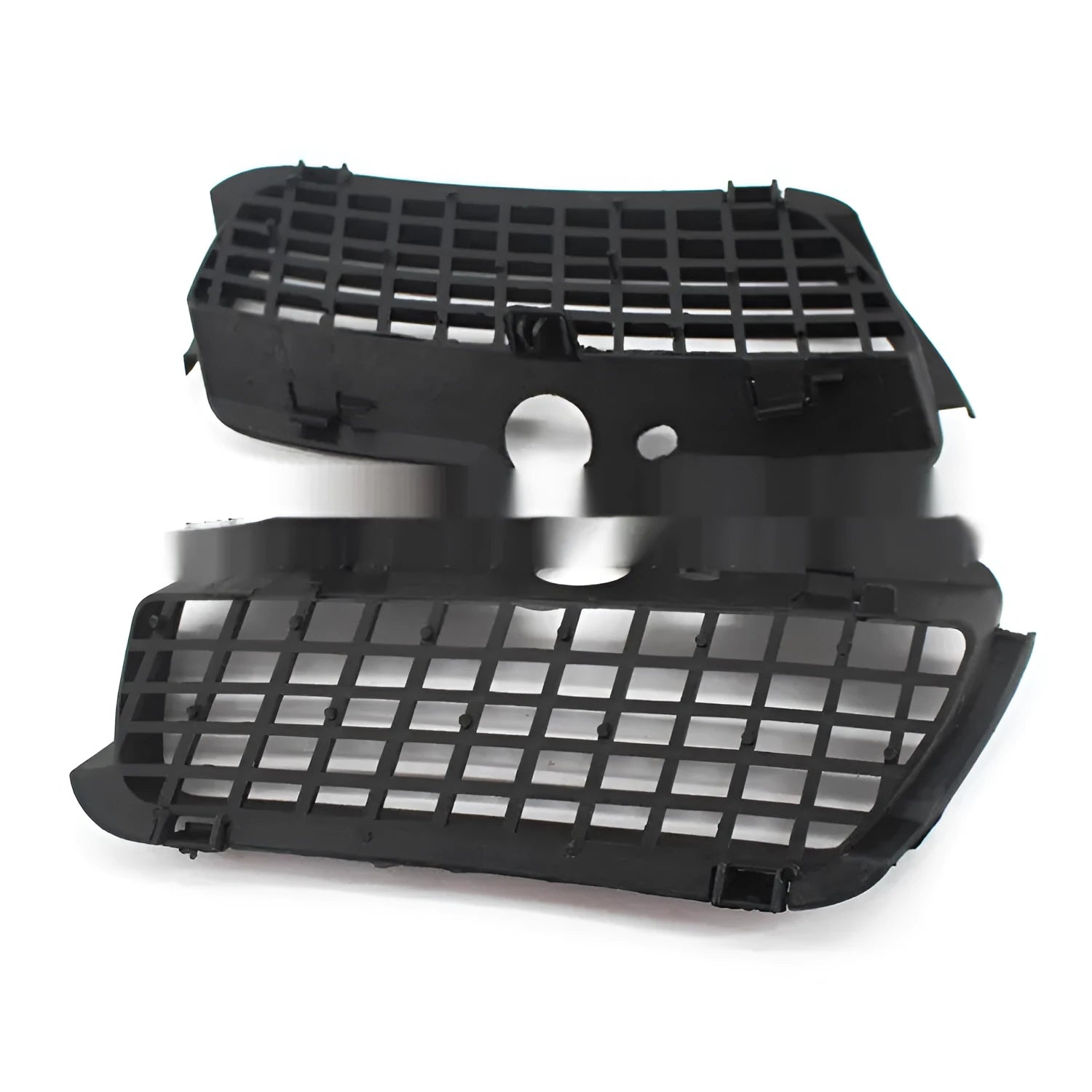 Pair of black ABS plastic Volkswagen Golf 3 front bumper fog light covers.