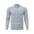 Stand collar casual sports sweater with zip front in solid colour, loose fit for youth daily wear