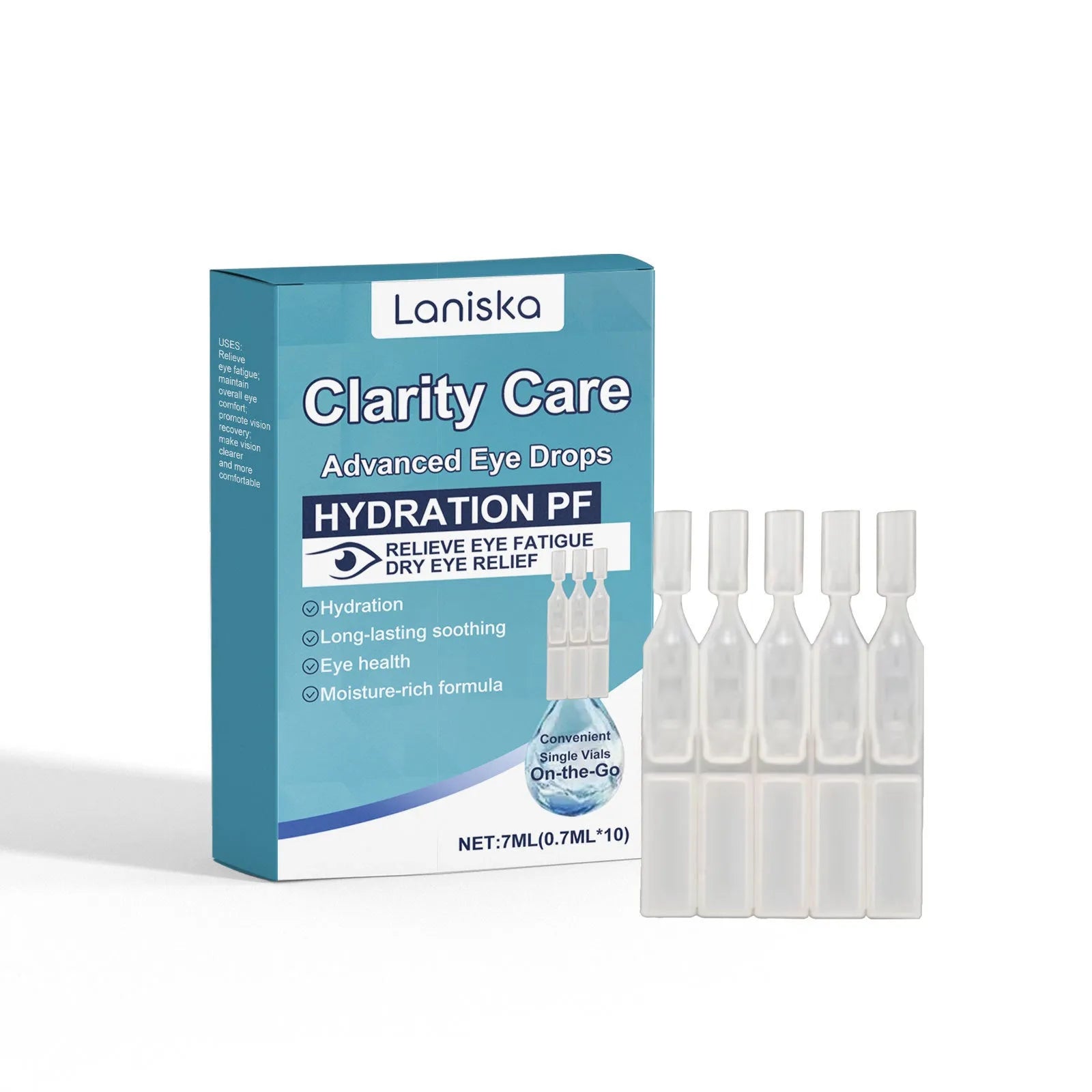 Bottle of gentle moisturising eye drops with mint leaf extract and sodium hyaluronate