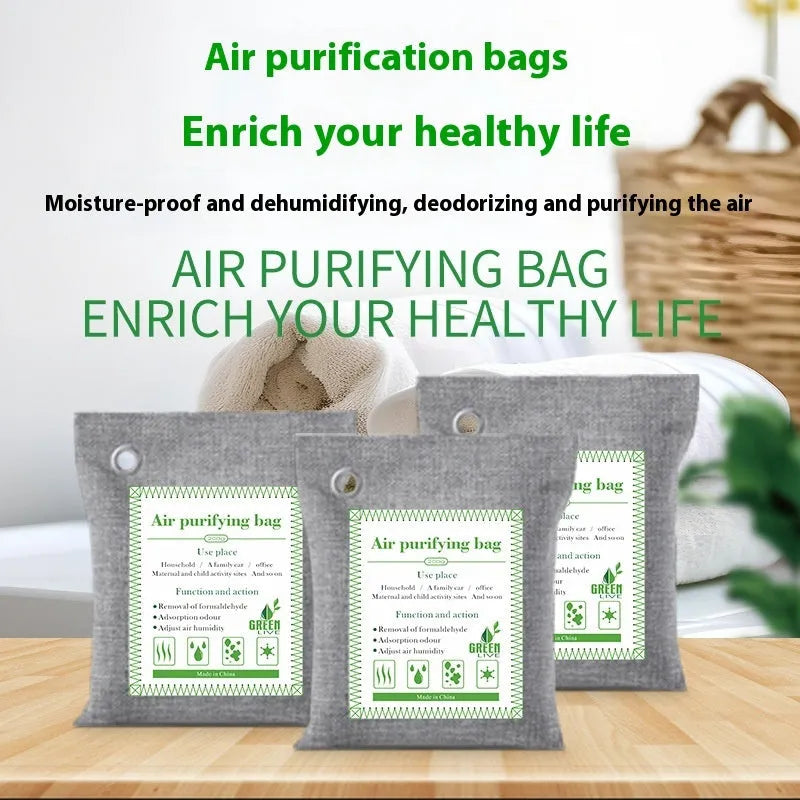 Bamboo charcoal air purification bags in sewing style for formaldehyde removal and odour control