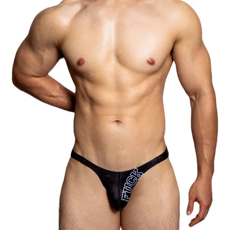 Low-waist women's briefs with triangle silhouette and letter print in polyester fabric