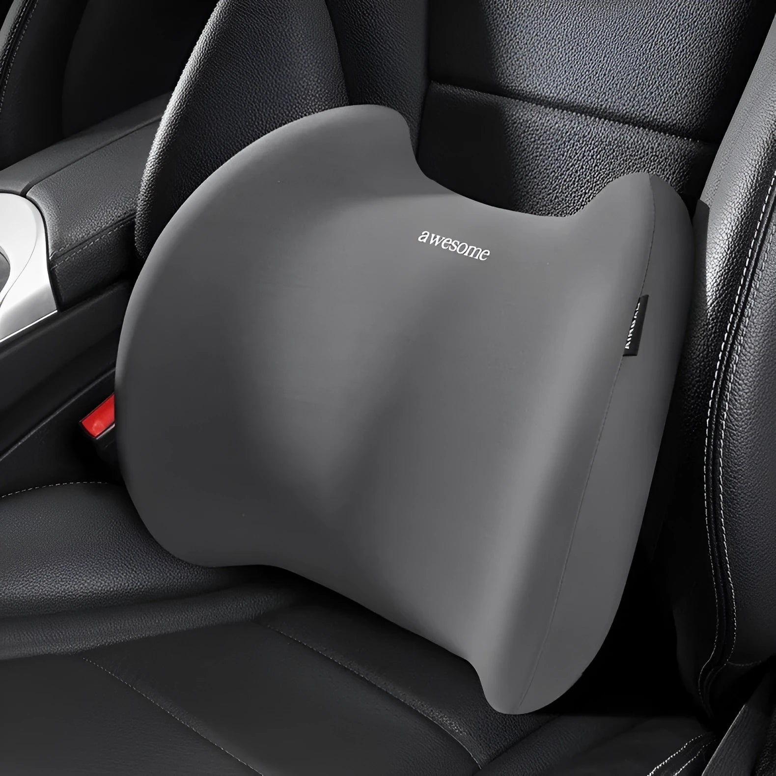 Automotive headrest and lumbar support pillows with geometric pattern and memory foam filling