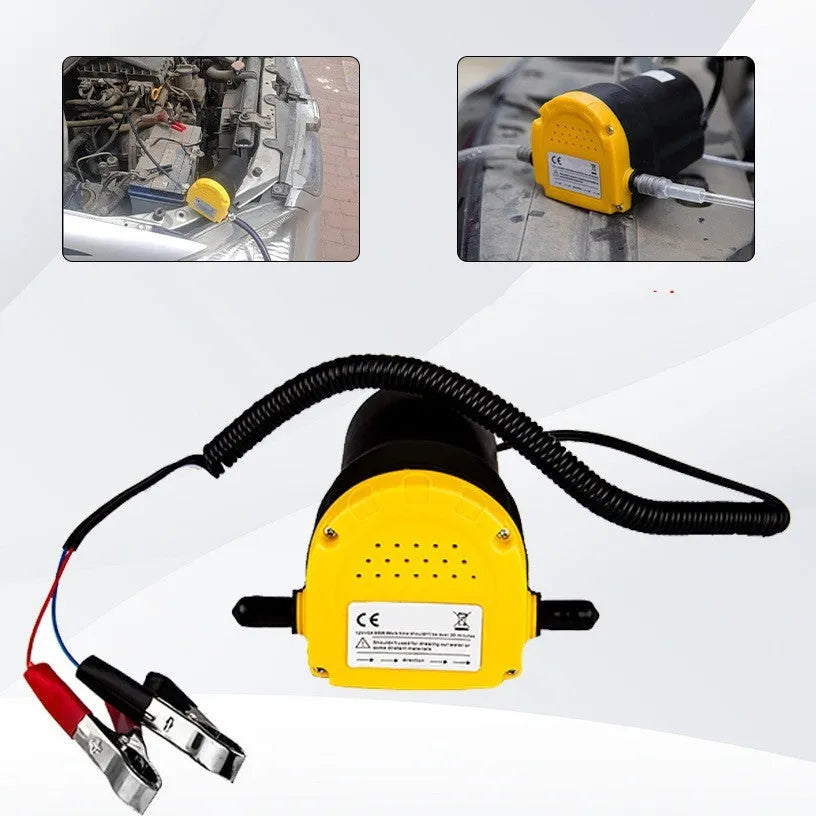 12V electric self-priming oil gear pump with engineering plastic body for fluid transfer.