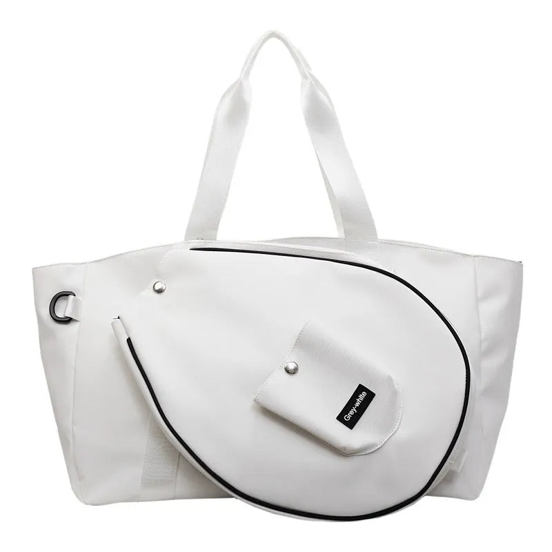 Black one-shoulder casual yoga storage bag with large capacity for gym equipment.