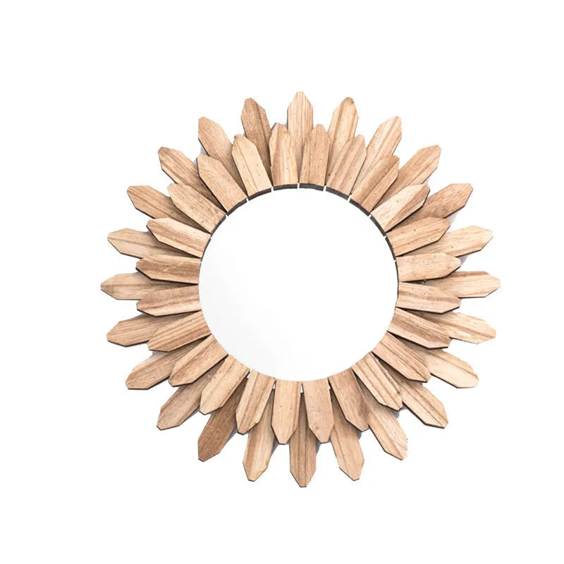 European-style solid wood hanging mirror with baked colour finish in three diameter options