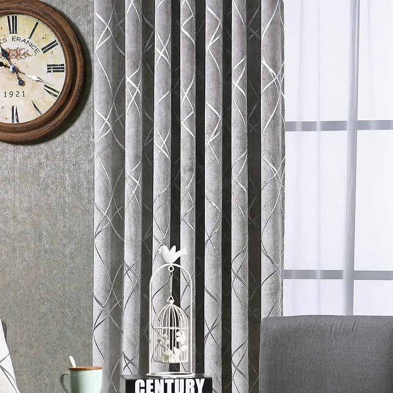 Chenille blackout curtains in modern minimalist style with jacquard weave texture