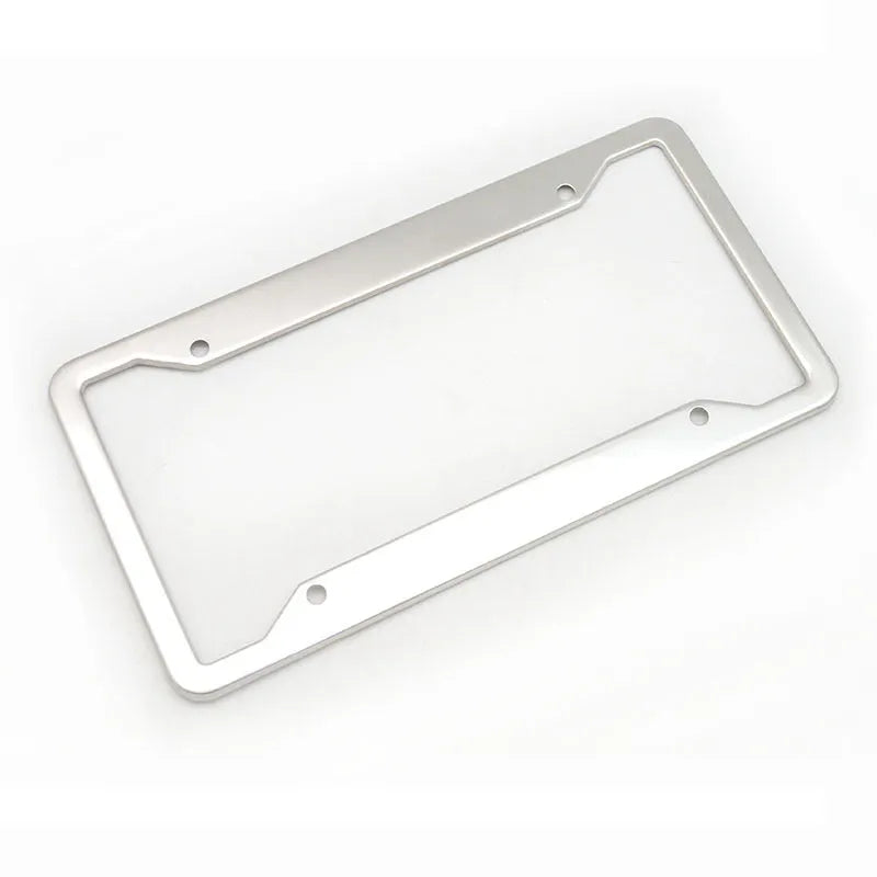 Aluminium alloy licence plate frame measuring 200x150x20mm in black, light grey, sandblasted silver or stainless steel finish