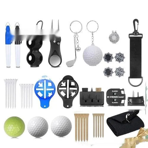 Golf advent calendar 24-piece plastic and silicone decoration set, 28x30x6cm, in colour box packaging